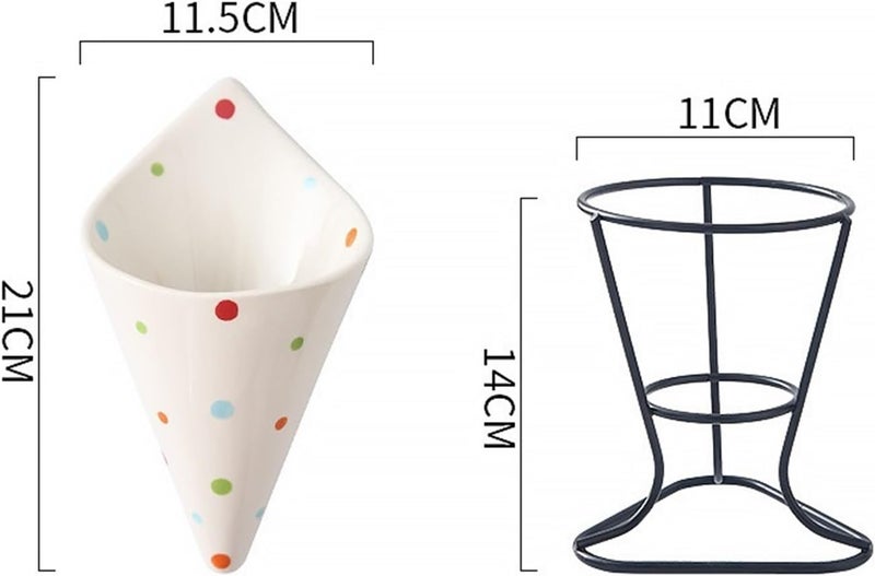 Fast Food Baskets Creative Polka Dot Ceramic Chip Cup, Restaurant Utensils, Chicken Rice Krispies Rack - Image 2