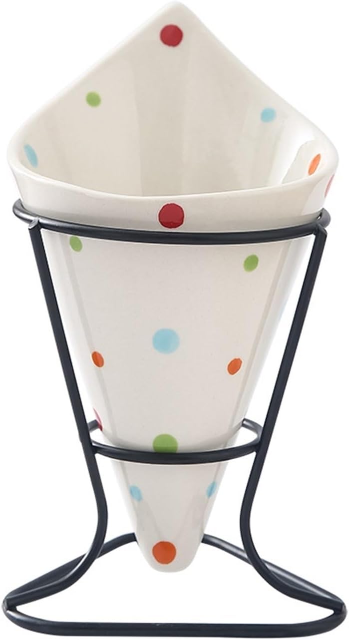 Fast Food Baskets Creative Polka Dot Ceramic Chip Cup, Restaurant Utensils, Chicken Rice Krispies Rack - Image 1