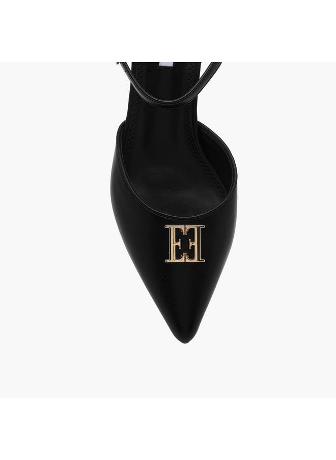 ELLE Women's Monogram Print Pointed Toe Sandals with Kitten Heels  - Image 4