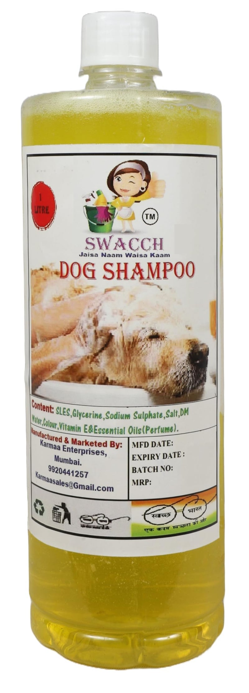swacch Shampoo | Puppy Safe Shampoo | PH Balanced | Ditch to Itch for Dog Shampoo 1 Litre (Lemon) + Spike Ball Chew Toy Combo Pack - Image 2