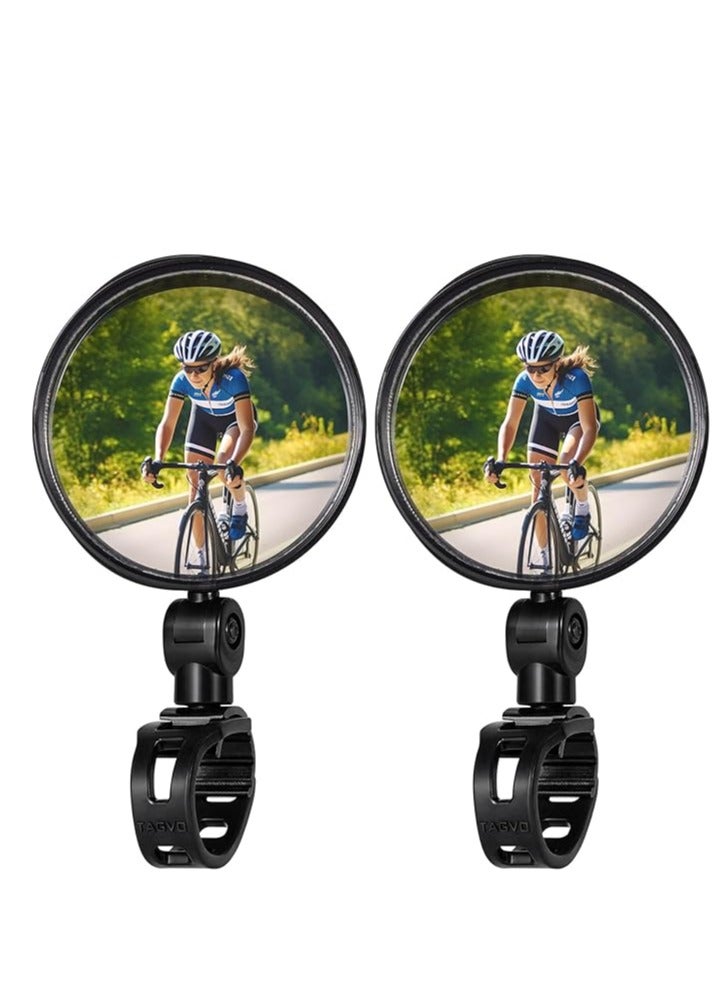 2 PCS Bike Mirrors,360° Rotation Adjustable Bicycle Rear View Mirror Wide Angle Mountain Bike Cycling Convex Mirror Lightweight Bike Handlebar Safe Rearview Mirror for Bike Cycling-Circular - Image 1