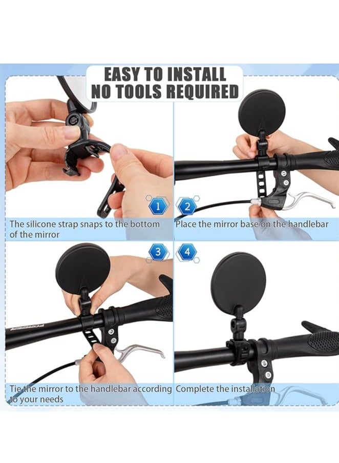 2 PCS Bike Mirrors,360° Rotation Adjustable Bicycle Rear View Mirror Wide Angle Mountain Bike Cycling Convex Mirror Lightweight Bike Handlebar Safe Rearview Mirror for Bike Cycling-Circular - Image 3