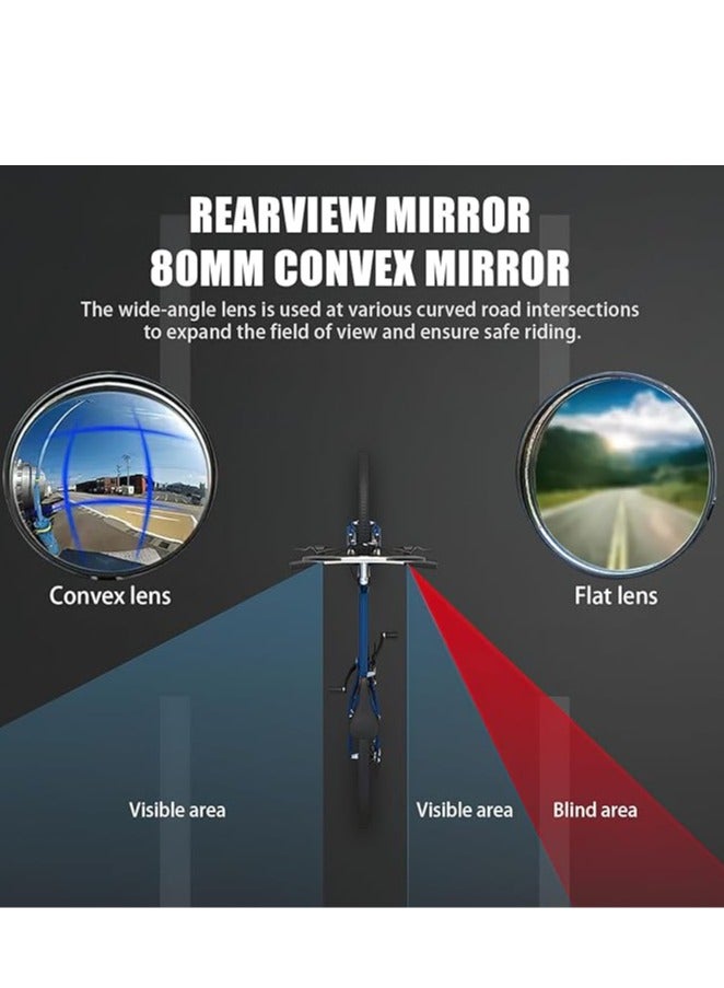 2 PCS Bike Mirrors,360° Rotation Adjustable Bicycle Rear View Mirror Wide Angle Mountain Bike Cycling Convex Mirror Lightweight Bike Handlebar Safe Rearview Mirror for Bike Cycling-Circular - Image 4