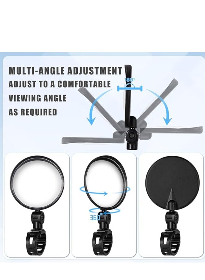 2 PCS Bike Mirrors,360° Rotation Adjustable Bicycle Rear View Mirror Wide Angle Mountain Bike Cycling Convex Mirror Lightweight Bike Handlebar Safe Rearview Mirror for Bike Cycling-Circular - Image 5