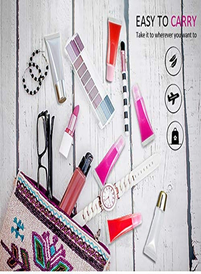 اموريكس مجموعة أموريكس ٥٠ قطعة من أنابيب ملمع الشفاه الأسود سعة ١٠ مل، عبوات فارغة شفافة لمرطب الشفاه، أنابيب ضغط تجميلية ناعمة قابلة لإعادة التعبئة لقاعدة ملمع الشفاه ومسحوق صبغة اللمعان، محقنتان + ملصقات تعريفية - Image 5