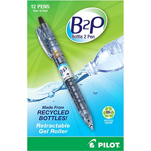 PilotBottle to Pen B2P Retractable Gel Pens, Fine Point, 0.7 mm, 89% Recycled, Translucent Barrel, Black Ink, Pack Of 12 - Image 5