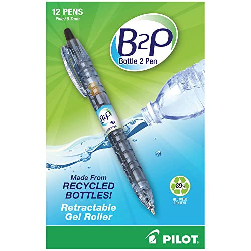 PilotBottle to Pen B2P Retractable Gel Pens, Fine Point, 0.7 mm, 89% Recycled, Translucent Barrel, Black Ink, Pack Of 12 - Image 2