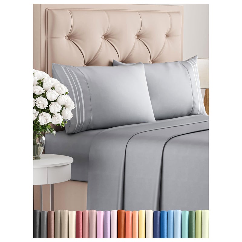 CGK Unlimited Cal King Size 4 Piece Sheet Set  Comfy Breathable  Cooling Bed Sheets Set  Hotel Luxury Bedding for Women Men Kids  Teens  Deep Pockets EasyFit Soft and Wrinkle Free  OekoTex  Steel Blue 