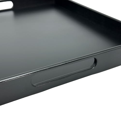 Bamboo Bam & Boo 20" x 20" x 2" Square Natural Bamboo Ottoman Tray with Handles, Black - Image 4