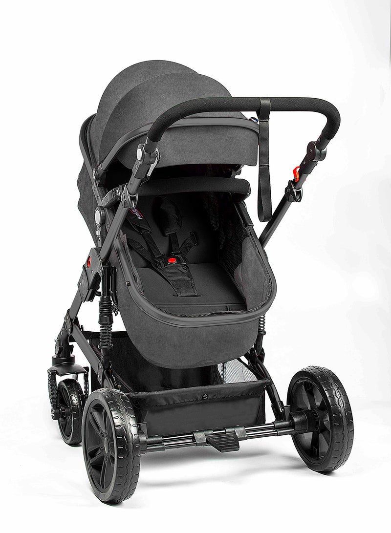 TEKNUM 3 In1 Pram Stroller Sleeping Bassinet And Spill Proof Mat For 0 - 3 Years Grey  - Image 5