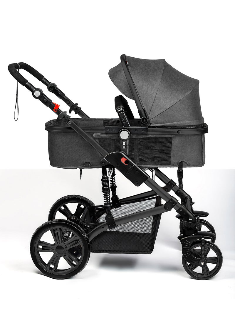 TEKNUM 3 In1 Pram Stroller Sleeping Bassinet And Spill Proof Mat For 0 - 3 Years Grey  - Image 4