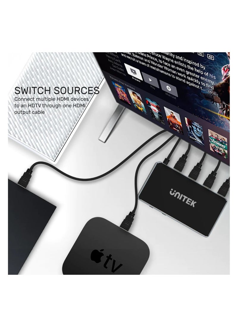 UNITEK - HDMI Switch 4K 5 In 1 Out - Image 1