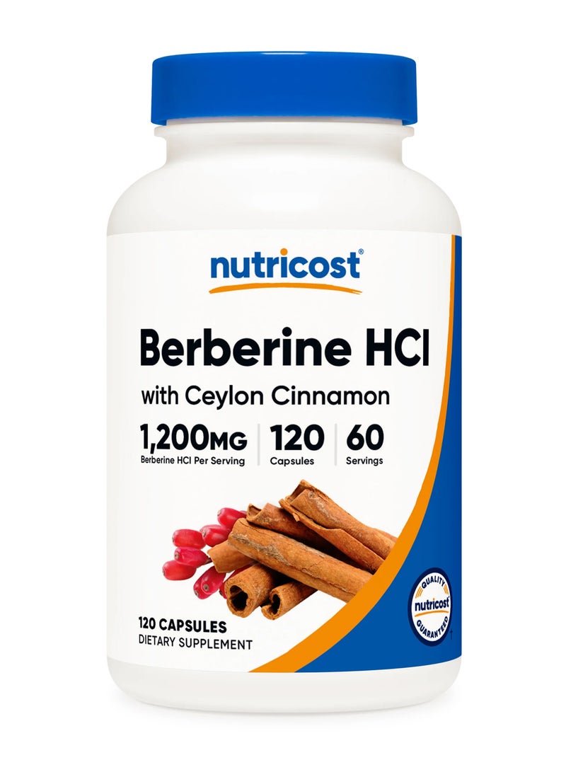 Nutricost Berberine HCl With Ceylon Cinnamon, 120 Capsules - Image 1