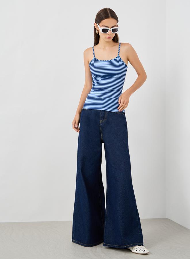 تايك تو توب مخطط بحمالات مزدوجة - Image 3