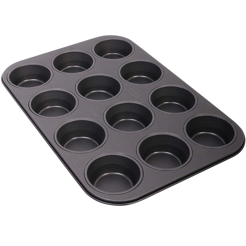valashiv 12 Slot Aluminium Tray Muffin Bread Cake NonStick BakeWare Reusable Tray Pan Mould for Deserts NonStick SizeMedium - Image 5