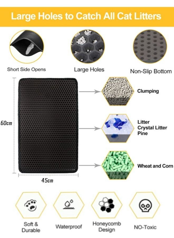 EVA Cat Litter Pad, With Filter Pore Control Sand For Easy Cleaning, Cat litter pad Pet Sand Control Pad Double-Layer Foldable, Can Be Placed Under The Litter Box