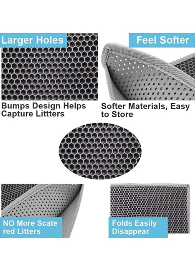 EVA Cat Litter Pad, With Filter Pore Control Sand For Easy Cleaning, Cat litter pad Pet Sand Control Pad Double-Layer Foldable, Can Be Placed Under The Litter Box