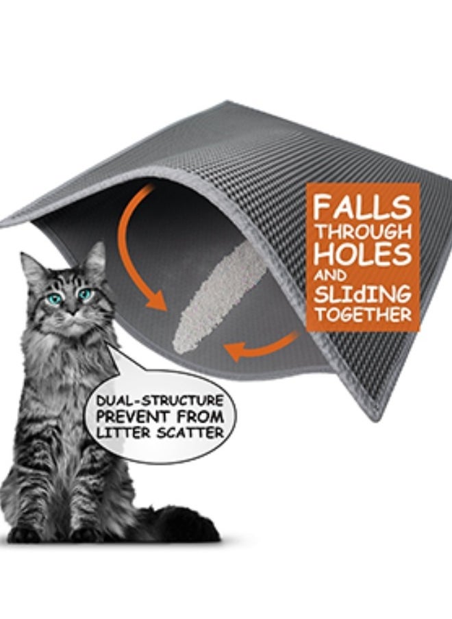 EVA Cat Litter Pad, With Filter Pore Control Sand For Easy Cleaning, Cat litter pad Pet Sand Control Pad Double-Layer Foldable, Can Be Placed Under The Litter Box