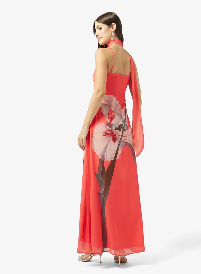 ستايل تشيت فستان وشاح بطبعة زهور