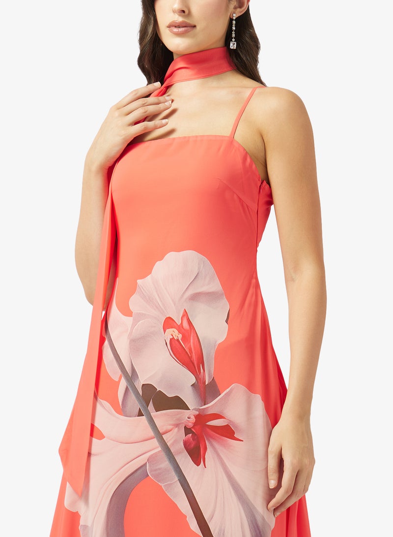 Style Cheat Floral Print Scarf Dress - Image 3