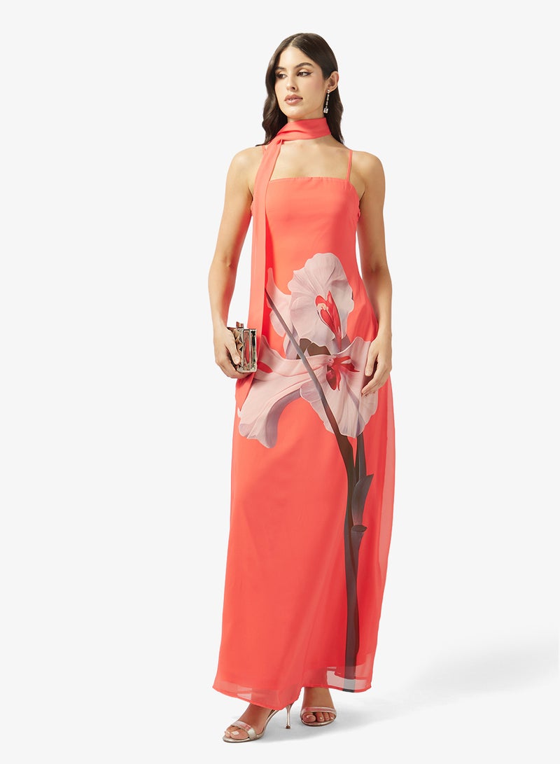 Style Cheat Floral Print Scarf Dress - Image 5