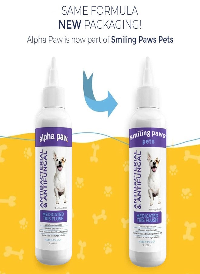 Smiling Paws Pets محلول تنظيف الأذن الطبي للكلاب والقطط من سمايلينج باوز بيتس، علاج للعدوى، يحتوي على الكيتوكونازول، 12 أونصة. - Image 2