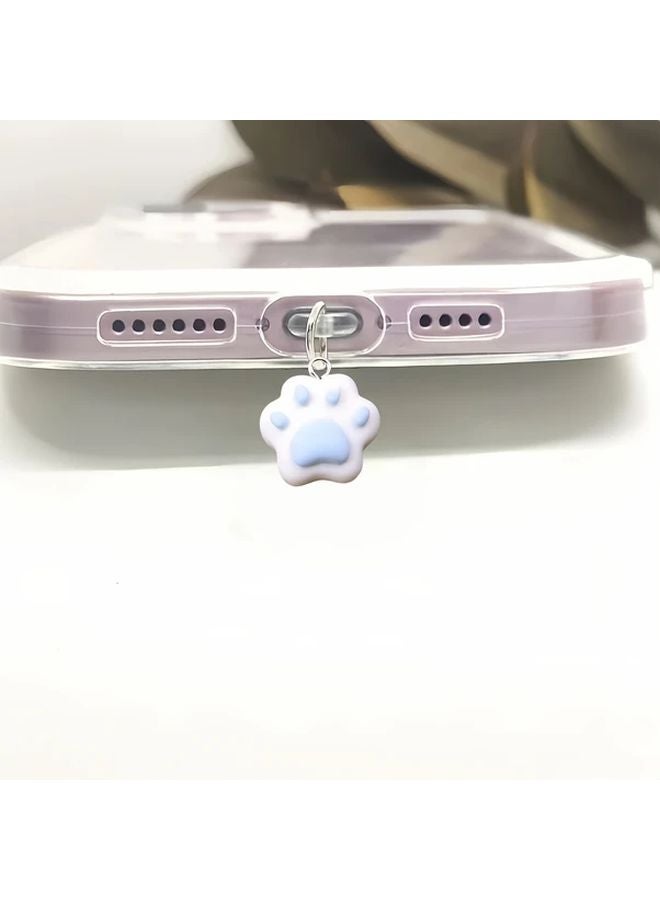 Blue Anti Dust Plug Resin Decoration Paw For Type C Port - Image 1