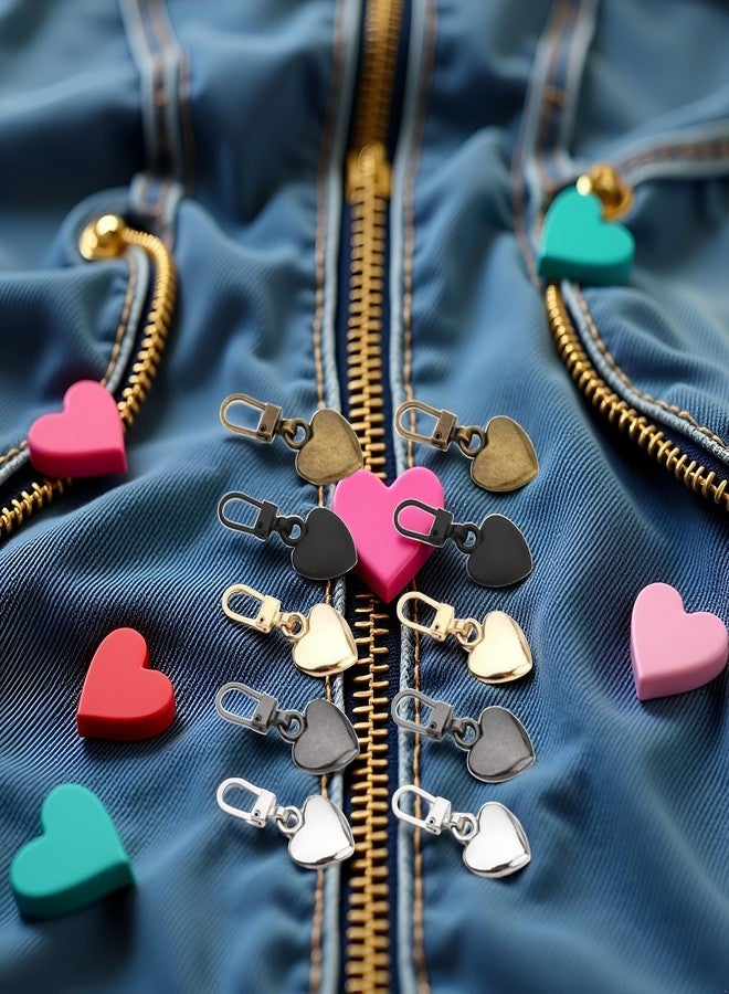 WaigN 10Pcs Multicolor Heart Shaped Zipper Pull Replacement Metal Zipper Backpack Zippers Mend Fixer Repair for Coats Jackets Pants Luggage, Garage Storage, Fasteners, Storage Racks - Image 5