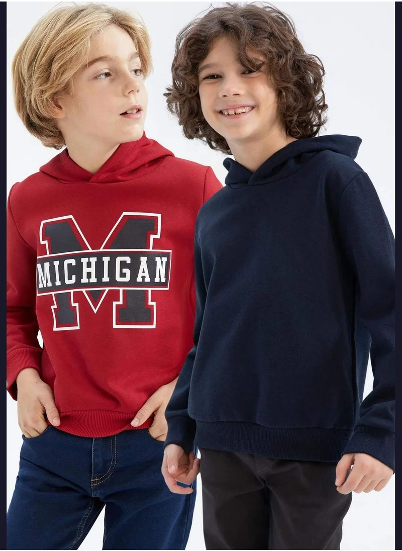 DeFacto 2 Pack Boy Hooded Long Sleeve Knitted Sweatshirt