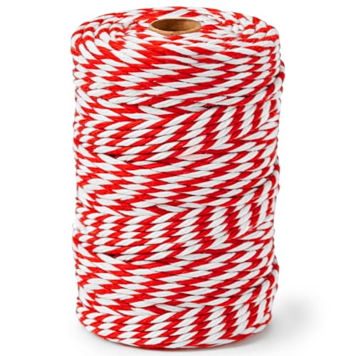 SMART&CASUAL Red and White Cotton Twine, 700 Feet Natural Bakers String for Cooking, Crafts, Gift Wrapping, Butchers, Christmas and Wedding Decor - Image 1