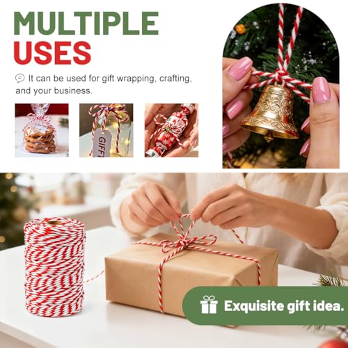 SMART&CASUAL Red and White Cotton Twine, 700 Feet Natural Bakers String for Cooking, Crafts, Gift Wrapping, Butchers, Christmas and Wedding Decor - Image 5