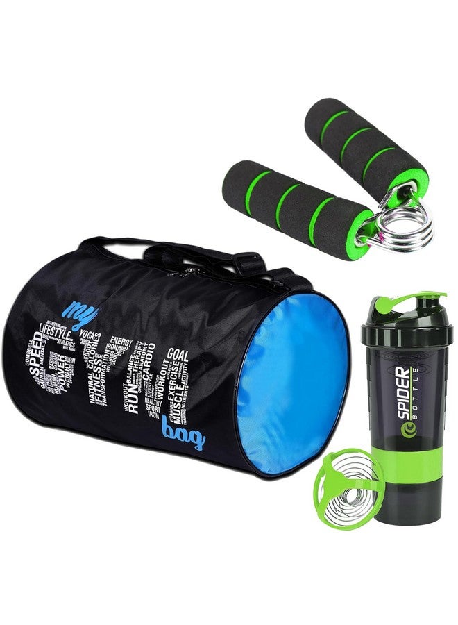 FIT FOCUS New Gym Combo for Men Combo Set for Men and Women Workout - Boost Your Workout with My Gym Bag, Hand Gripper & Gym Shaker Bottle | Shaker Bottle 500 ml | My Gym Bag for Fitness (Green) - Image 1
