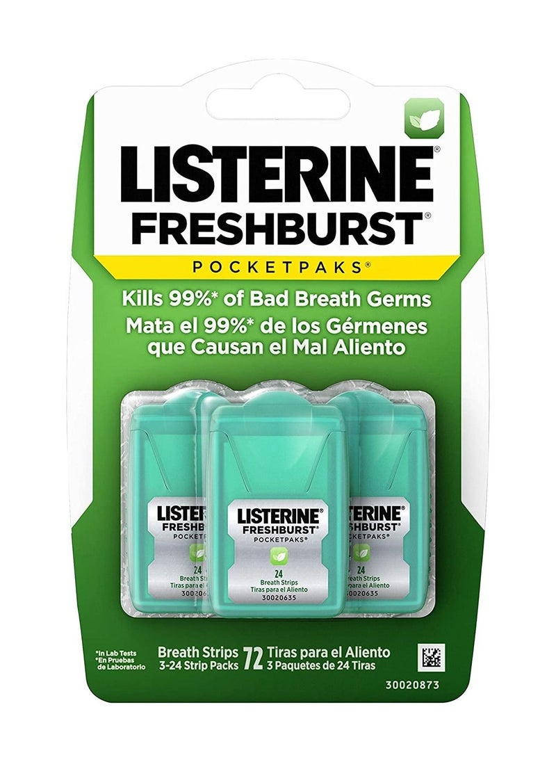 Listerine Listerine Breath Pocket Packs Breath Strips Kills Bad Germs Portable Pack Pack of 24 Strips Pack of 3 