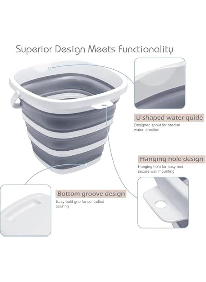 هوكور دلو قابل للطي سعة 10 لتر 2.6 جالون من توريسيك، دلو تنظيف قابل للطي ومحمول من البلاستيك، لوازم مياه صغيرة للحديقة الخارجية والتخييم والصيد وغسيل السيارات، مربع موفر للمساحة - Image 3