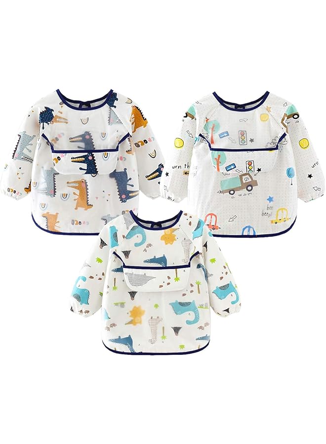 KASTWAVE Baby Waterproof Long Sleeve Bib (6 36 Months) Pack Of 3 - Image 1