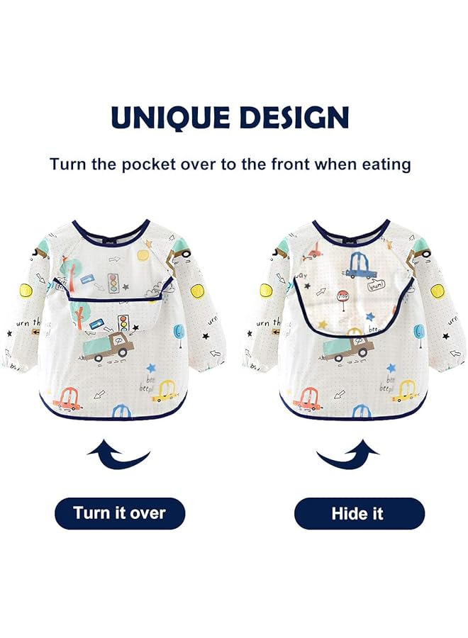 KASTWAVE Baby Waterproof Long Sleeve Bib (6 36 Months) Pack Of 3 - Image 4