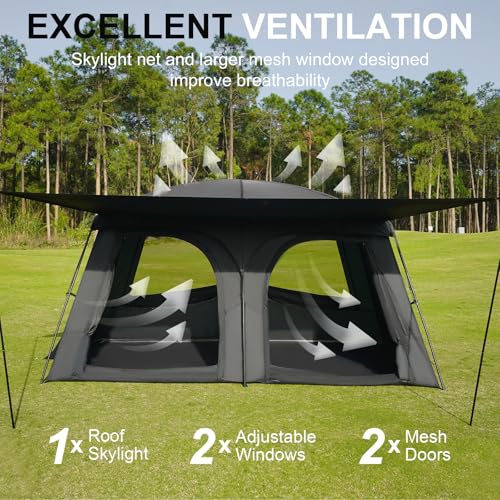 Vidalido Tents，6-8 Person Camping Tent with Extended Vestibule，2 Room Weather Resistant Family Tents，Easy Install Waterproof Outdoor Tent for Backpacking and Camping Hiking - Image 4