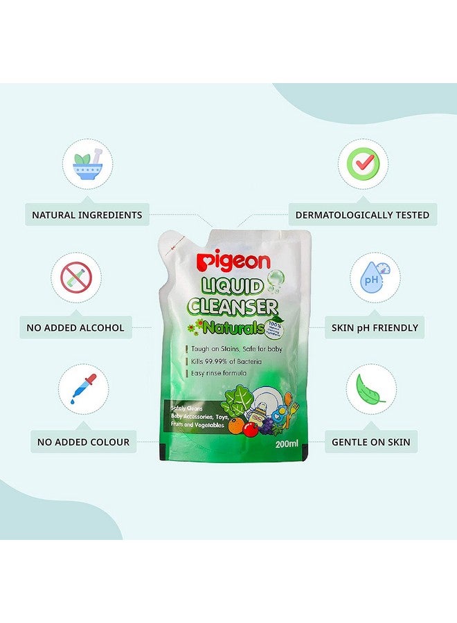 pigeon Liquid Cleanser Naturals Refill ,Ph Friendly,No Added Color,No Added Alcohol,Natural Cleanser, For Baby Feeding Bottle,Bood Bowls,Feeding Accessories,Fruits And Vegetables,200 Ml - Image 3