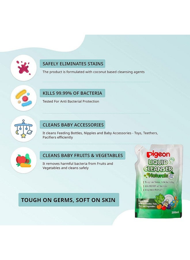 pigeon Liquid Cleanser Naturals Refill ,Ph Friendly,No Added Color,No Added Alcohol,Natural Cleanser, For Baby Feeding Bottle,Bood Bowls,Feeding Accessories,Fruits And Vegetables,200 Ml - Image 4