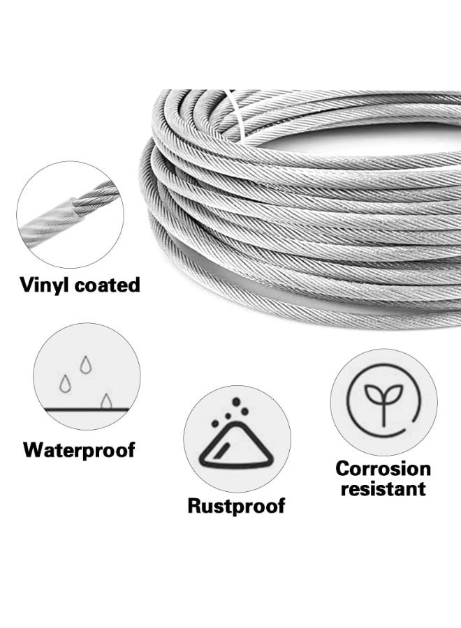 Wire Rope Kit?Steel Wire Cable?Turnbuckles for Cables Wire?Vinyl Coated Stainless Steel Cable Wire for Outdoor,Garden,Kitchen,Craft with Turnbuckle - Image 5