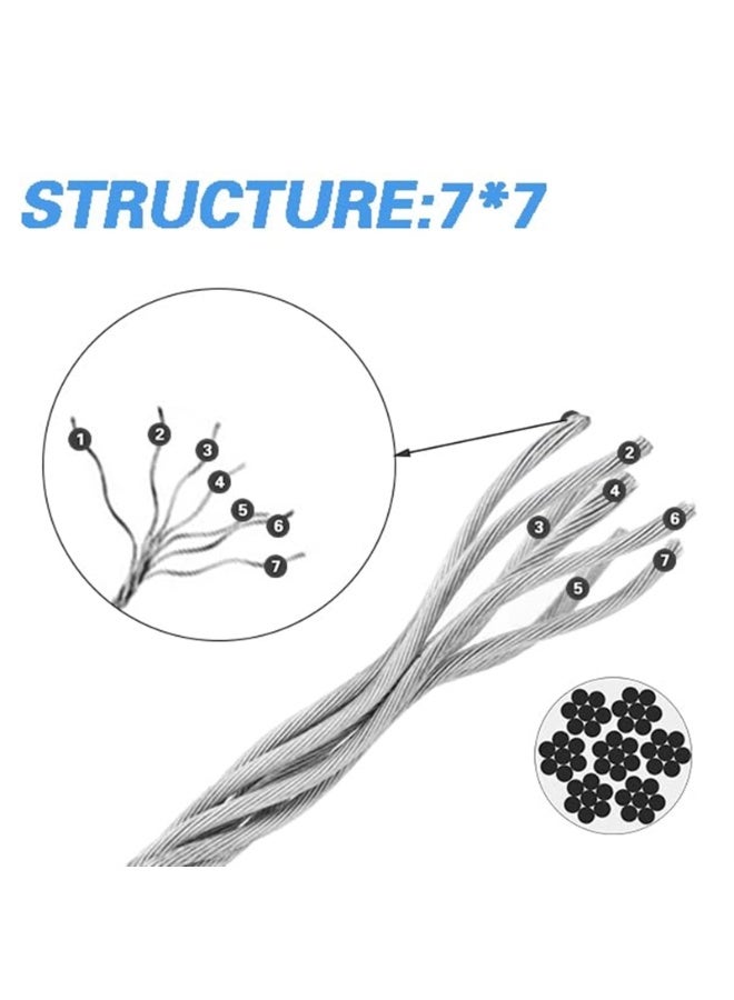 Wire Rope Kit?Steel Wire Cable?Turnbuckles for Cables Wire?Vinyl Coated Stainless Steel Cable Wire for Outdoor,Garden,Kitchen,Craft with Turnbuckle - Image 3
