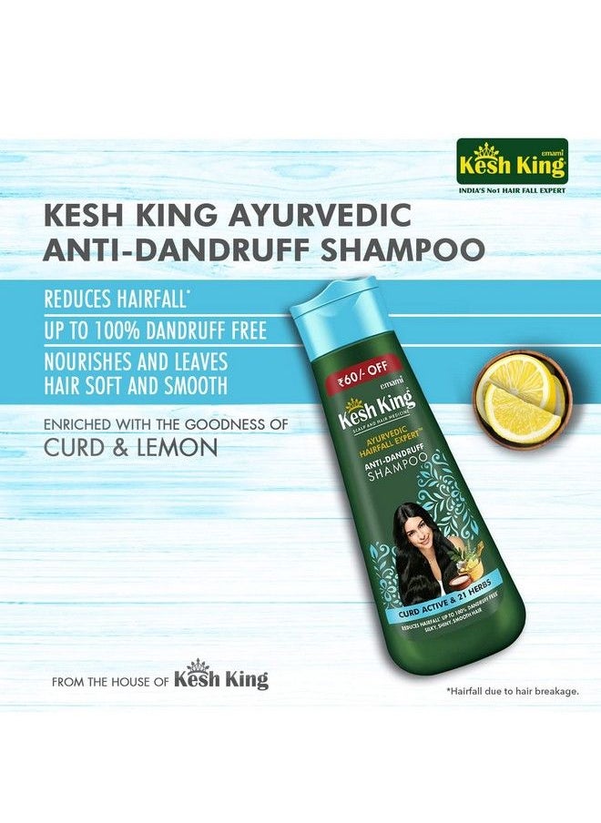 Kesh King - Ayurvedic Antidandruff Shampoo Up To 100% Dandruff Free Reduces Hair Fall 21 Natural Ingredients With The Goodness Of Curd Lemon And Neem For Unisex 340Ml - Image 1