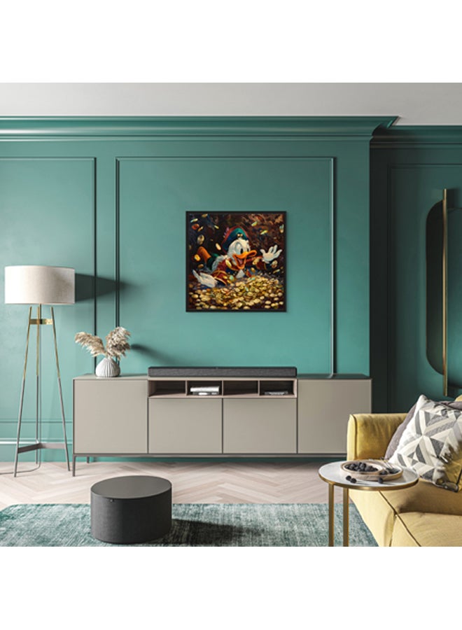 آرت دیکور  ديكور فني مؤطر بطباعة مربعة من الفن الجميل لدونالد داك فن البوب ​​موضوع المال، شخصية كرتونية مميزة عمل فني نابض بالحياة فن البوب ​​يطبع ديكور الحائط لغرفة المعيشة وغرفة النوم والمكتب والاستوديو وديكور المنزل - Image 3