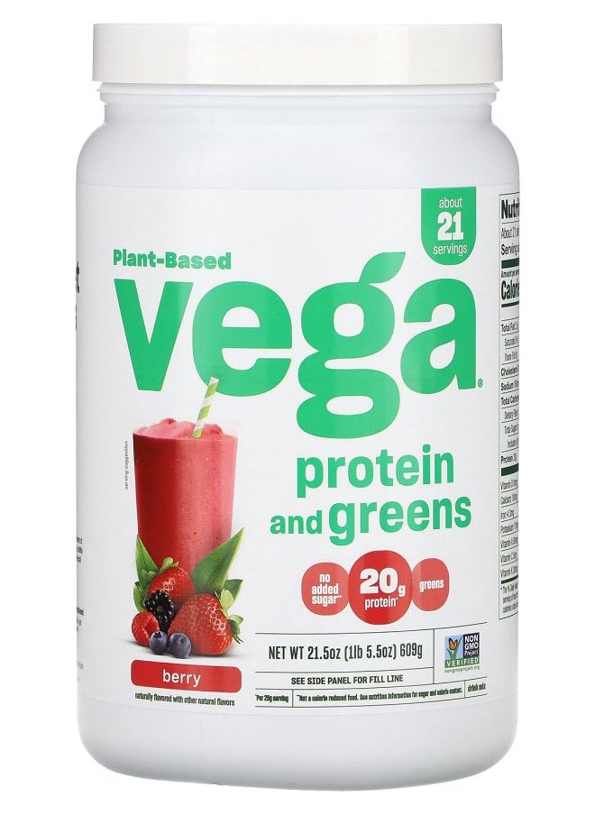 Vega Plant Based Protein and Greens Berry 1 lb 5.5 oz (609 g) 
