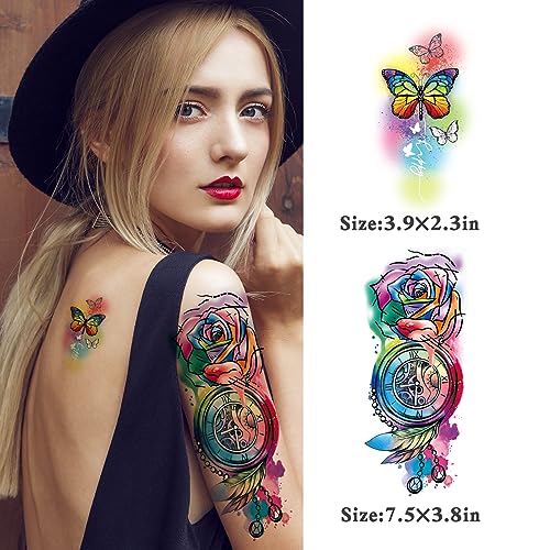 JEEFONNA 86 Sheets Temporary Tattoo, 14 Sheets Large Half Arm Fake Flower Cat Owl Lion Tattoos, 72 Sheets Tiny Waterproof Semi Permanent Temporary Tattoos Realistic for Women Girls Kids Adults - Image 4