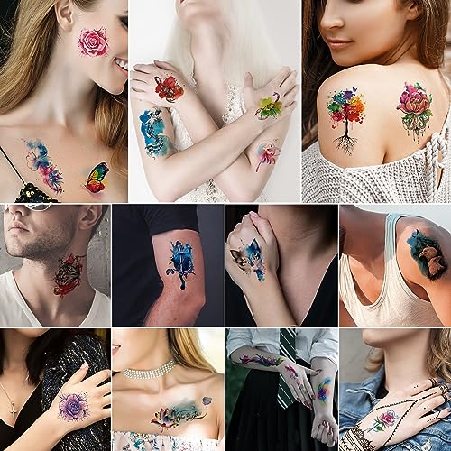 JEEFONNA 86 Sheets Temporary Tattoo, 14 Sheets Large Half Arm Fake Flower Cat Owl Lion Tattoos, 72 Sheets Tiny Waterproof Semi Permanent Temporary Tattoos Realistic for Women Girls Kids Adults - Image 5