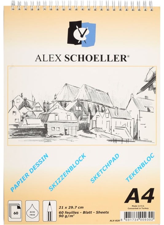 Alex Schoeller Spiral Sketch Drawing Notebook 90 gr A4 60 Sheets 