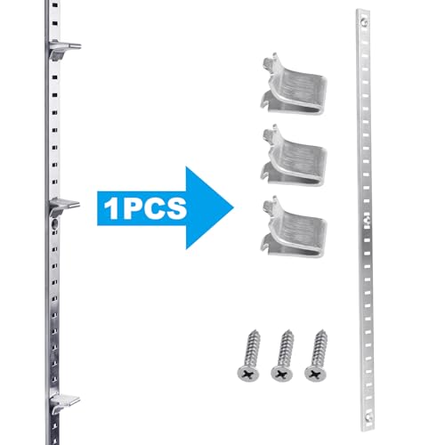 Xadnitu 20 Packs 17 Inches Metal Pilaster Shelf Bracket Rails with Adjustable Shelving Support Clips and Mount Screws for Cabinet, Shelves Storage - Image 5