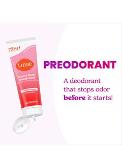 Lume Whole Body Deodorant - Invisible Cream Tube - 72 Hour Odor Control - Aluminum Free, Baking Soda Free, Skin Safe - 3.0 Ounce (Peony Rose)  - Image 2