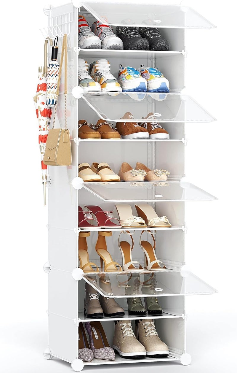 HOMICKER Shoe Storage,8 Tier Shoe Rack Organizer for Closet Shoe Cabinet with Door Shoe Shelves for Closet,Entryway,Hallway,Bedroom - Image 1
